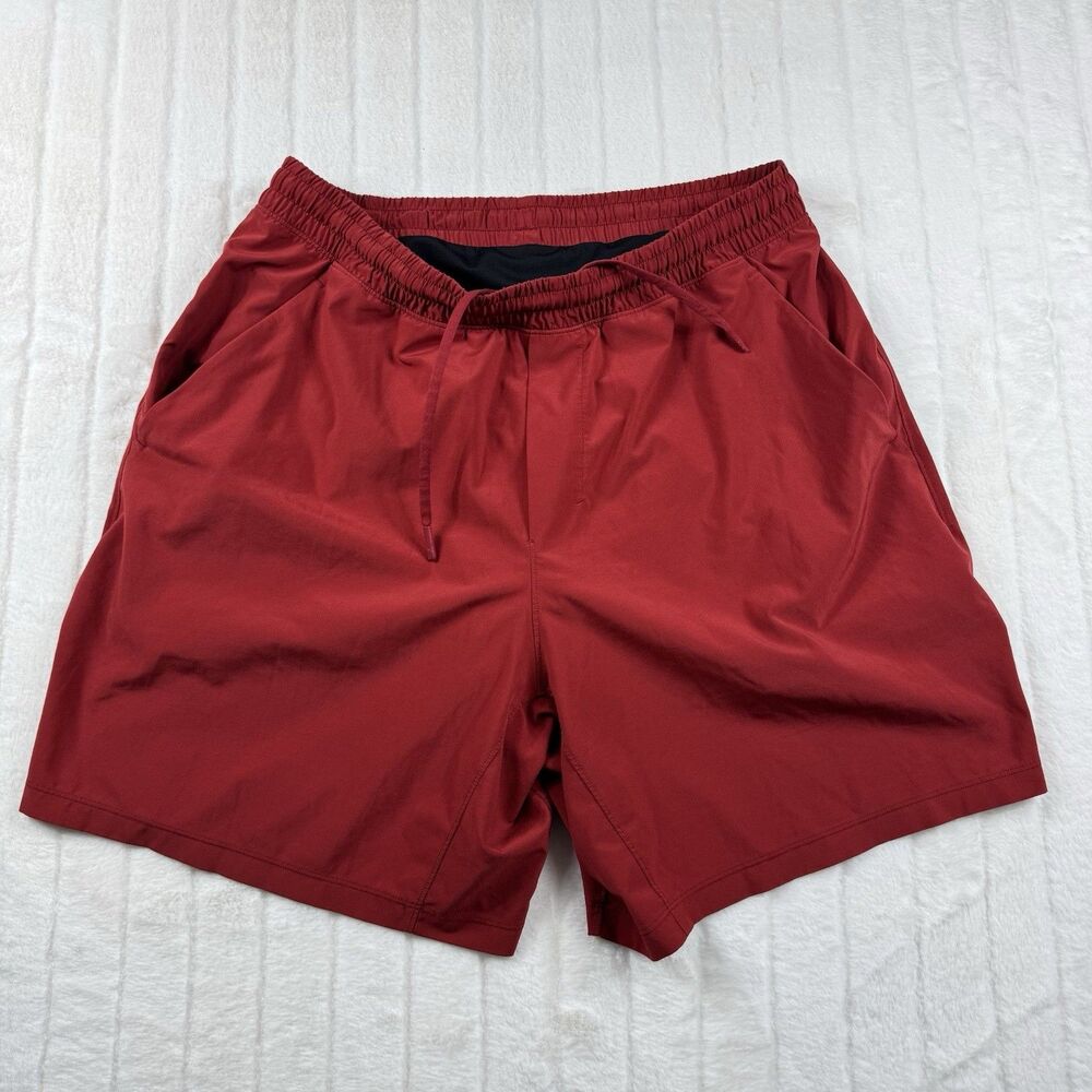 Lululemon Pace Breaker Shorts Lined 7" Men's L Red Performance Stretch Comfort